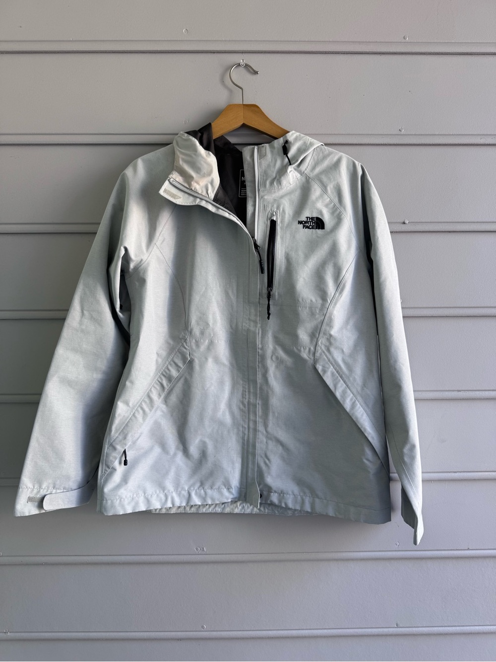 The North Face Dryzzle Light Gray Waterproof Raincoat with Hood